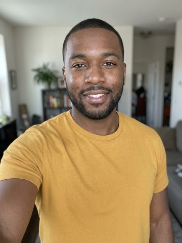 Input portrait: Yellow tee, beard